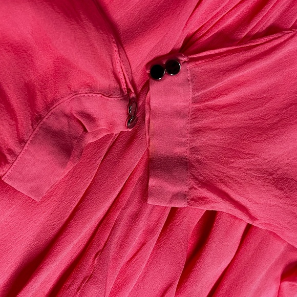 100% Silk [DVF] Coral Pink Chiffon < Fleurette > Bat Wing Cocktail Dress | 2 - Picture 11 of 15